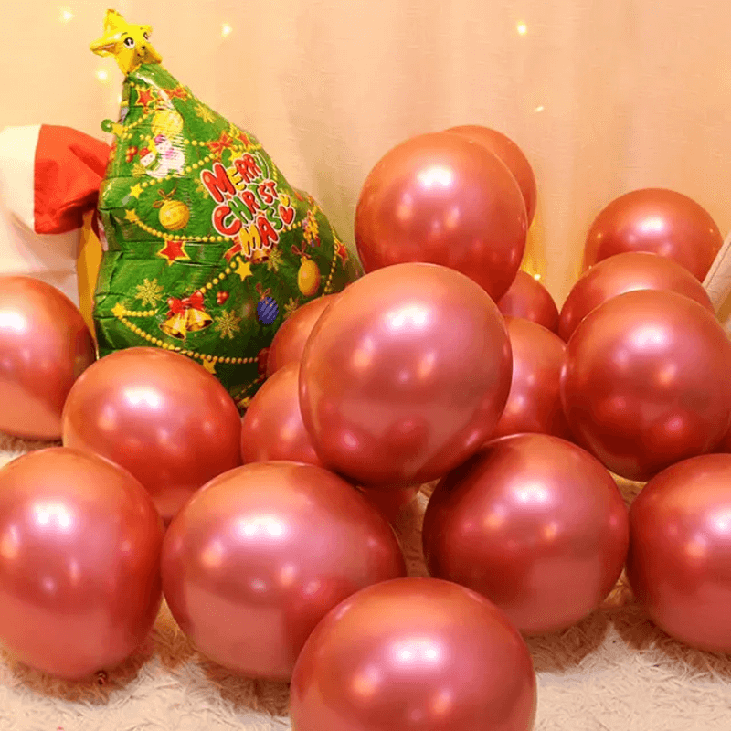 God Jul Ballonger i Flera Färger - Latexballonger Festballonger-Jul-BB-Rosaröd (Metallisk)-10 st-Hemnix
