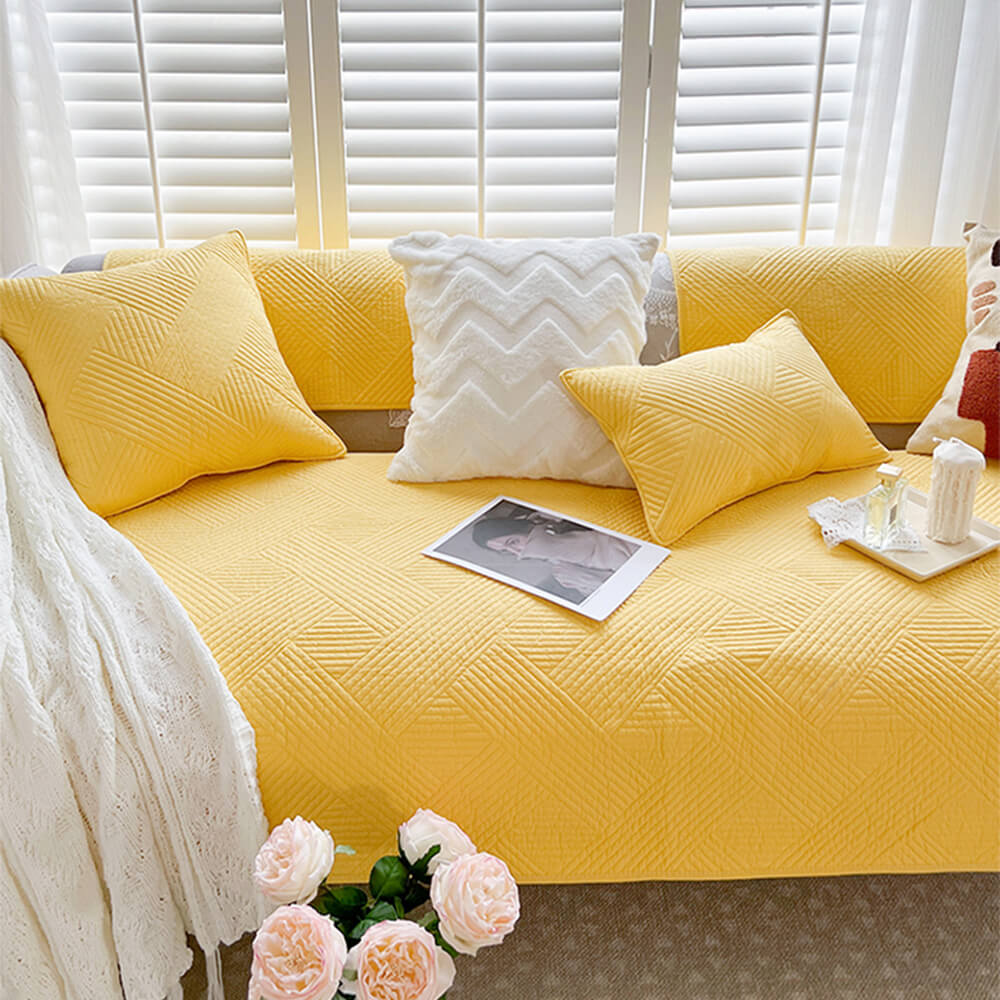 Minimalist All-Season Solid Cotton Geometric Sofföverdrag Carvallo