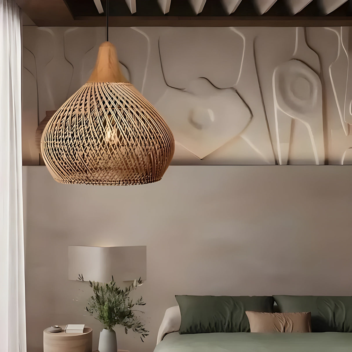 BistroBeam Light - Modern Rattan- taklampa Carvallo