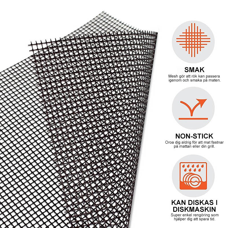 Carvallo BBQ Grillnät / Grillmatta | Non-stick & Återanvändbar | Värmeresistent upp till 370 °C | För kött, fisk & grönsaker Carvallo