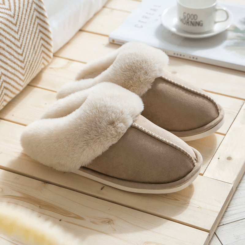 Varma Pälsiga Tofflor-Personligt-BB-Khaki-EU 36-37-Hemnix