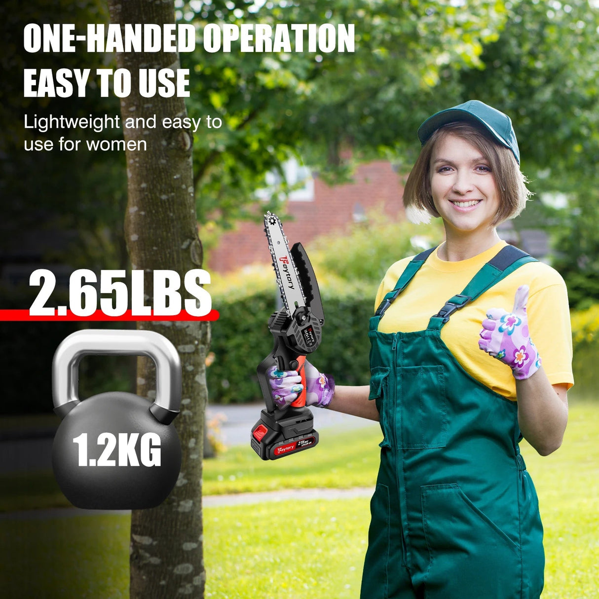 Mini Motorsåg 6 Tum - Kraftfull Trådlös Återuppladdningsbar Handhållen Liten Elektrisk Såg Carvallo