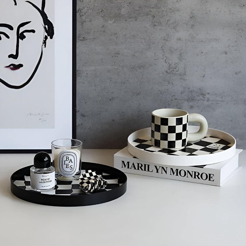 Rund Schackrutig Förvaringsbricka Carvallo