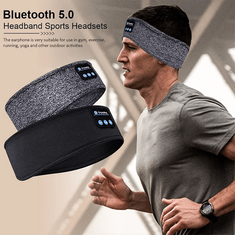 Trådlöst Bluetooth Sovpannband & Ögonmask - Elastiska, Bekväma Hörlurar med Avtagbara Högtalare för Sömn & Träning-Personligt-BB-Hemnix