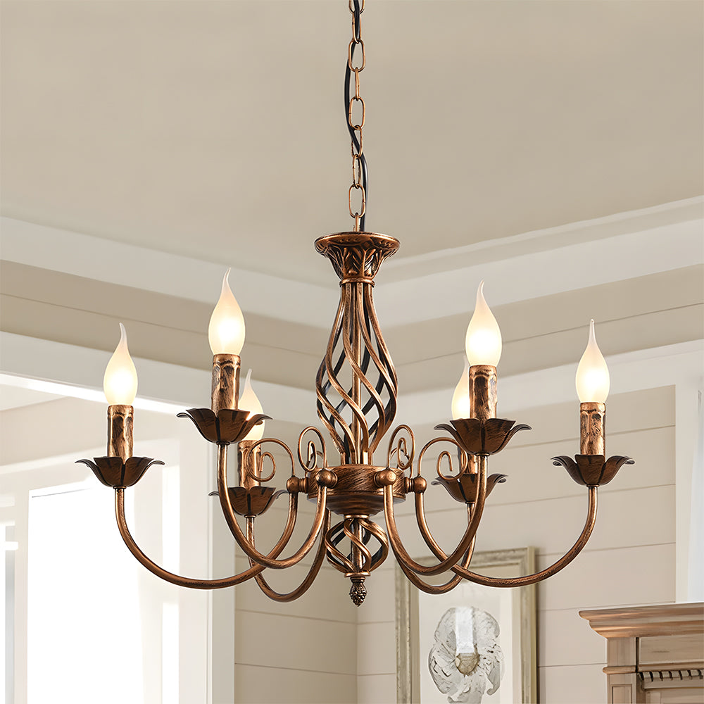 Vintage Bronze Chandlier | 4/6/8 Ljus Matsal Takarmatur i Järn | Brick by Brick Carvallo