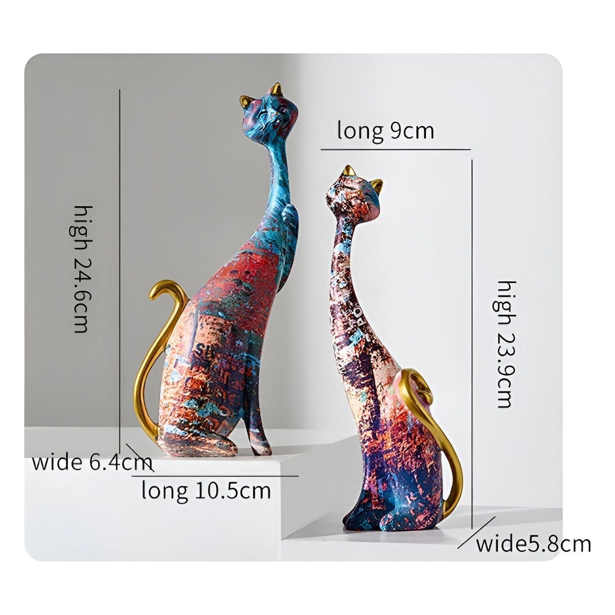 Sweet Lovers - Handmålat Kattpar Skulptur för Evig Kärlek Carvallo