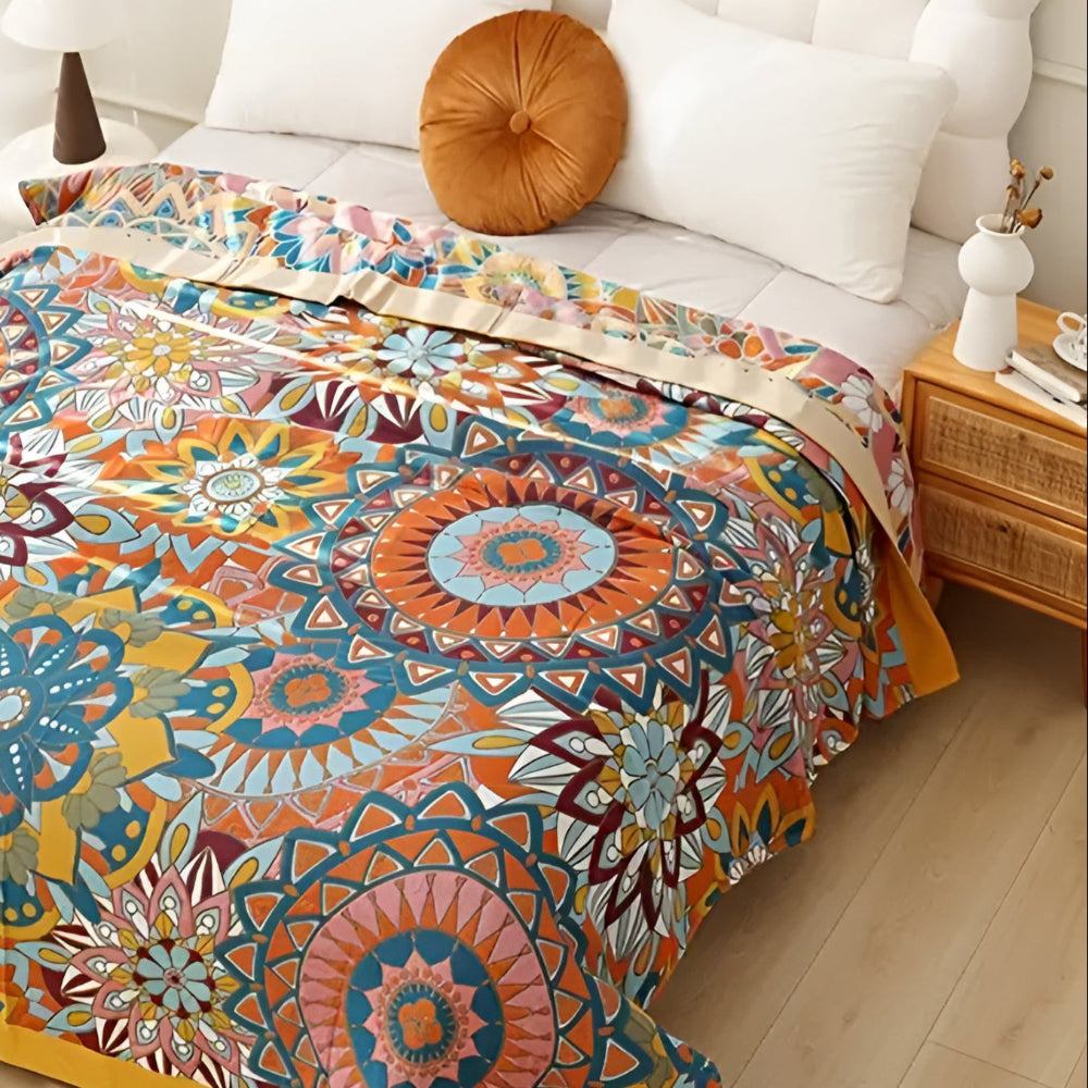 Maroccan Floral Jacquard Cotton Blanket Carvallo
