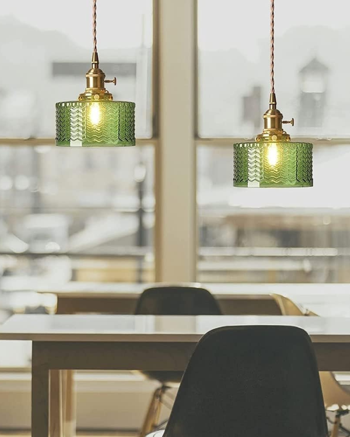Vintage Glass Ceiling Pendant | Textured Glass & Brass | Warm 3000K Glow Carvallo
