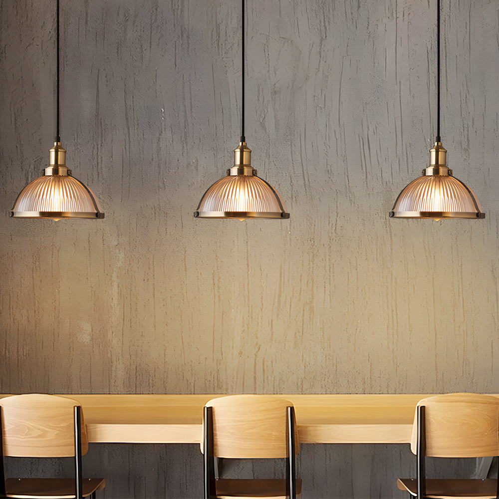 1-Ljus Retro Hänglampa med Randig Glasöverkappa Carvallo