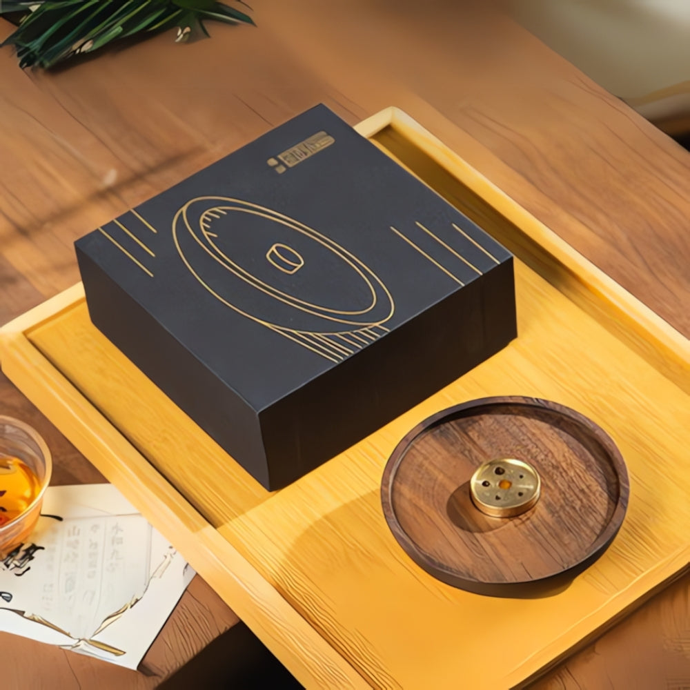 Rund trä- och kopparrökelsehållare Carvallo