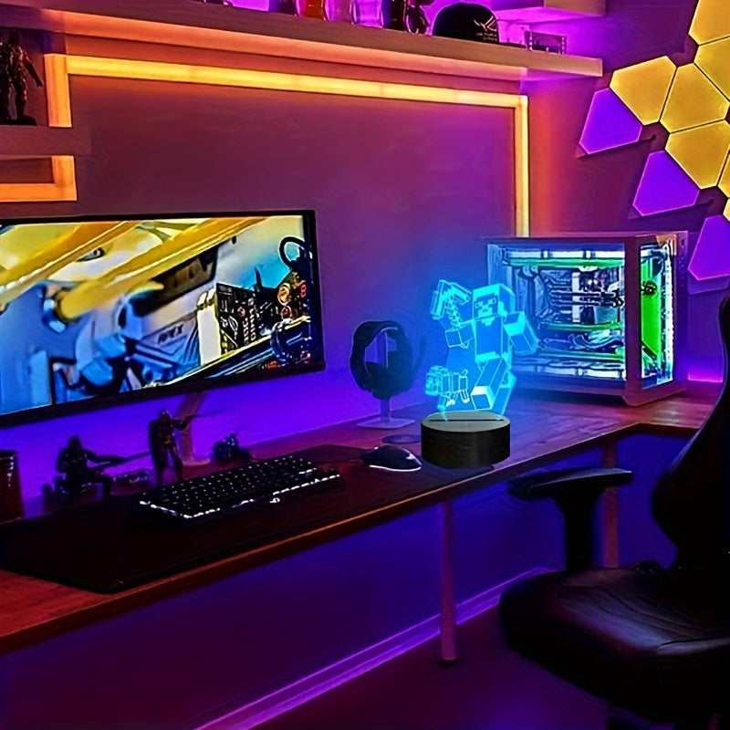 IlluGlow - 3D Nattlampa med 16 Färger och Fjärrkontroll, USB-Strömförsörjning Carvallo