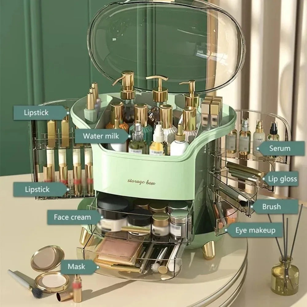 Transparent Desktop Makeup Organizer – Stort kapacitet dammavvisande smycke- och kosmetikaförvaringslåda Carvallo