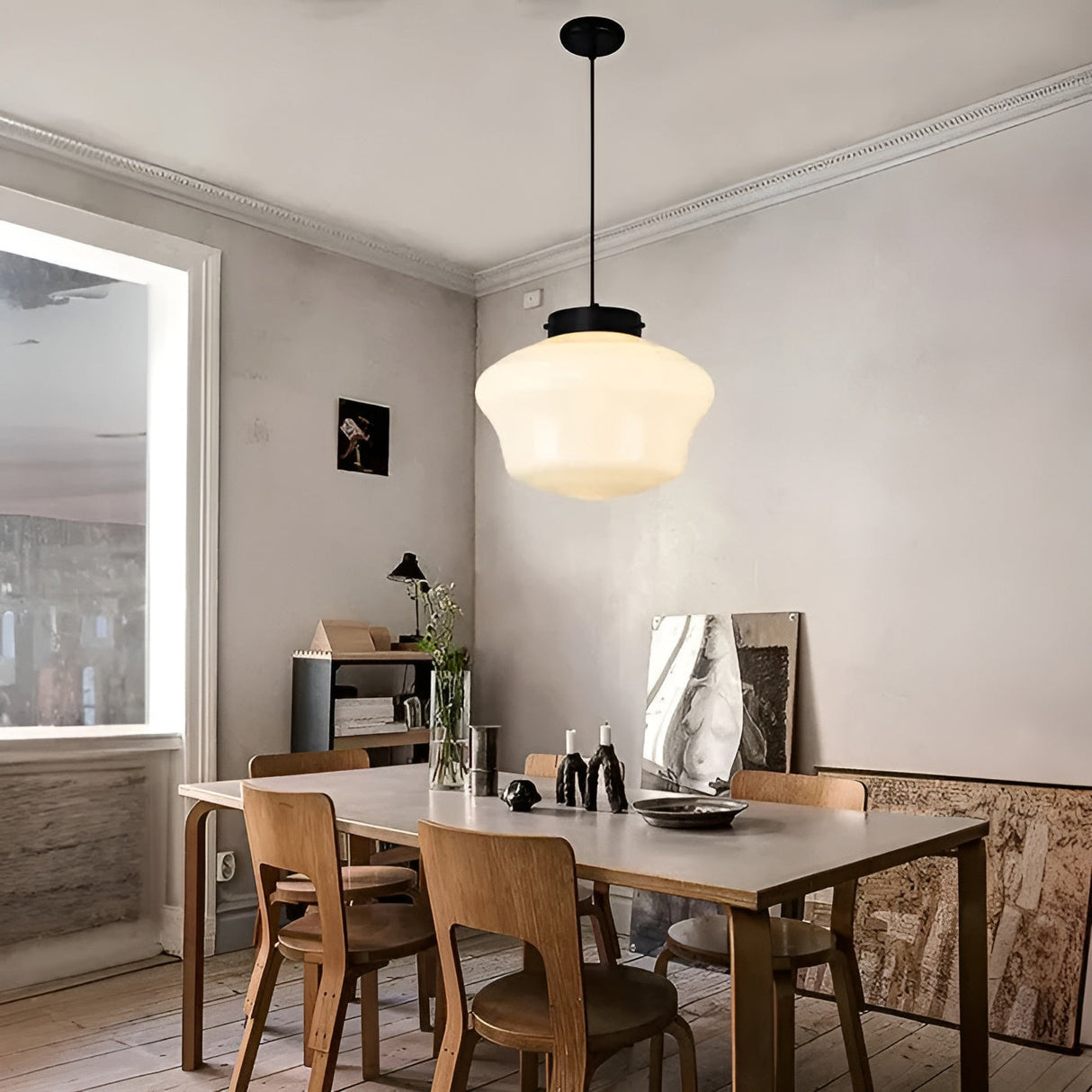 Hängelampa i opalglas – Vintage design med geometrisk glas Carvallo