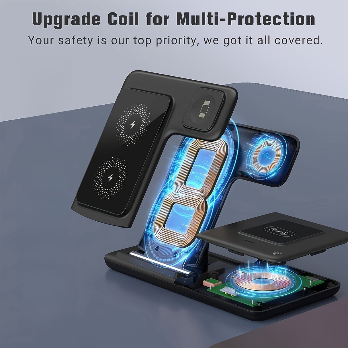 Trådlös laddare stativ 3 i 1 magnetisk dock Carvallo