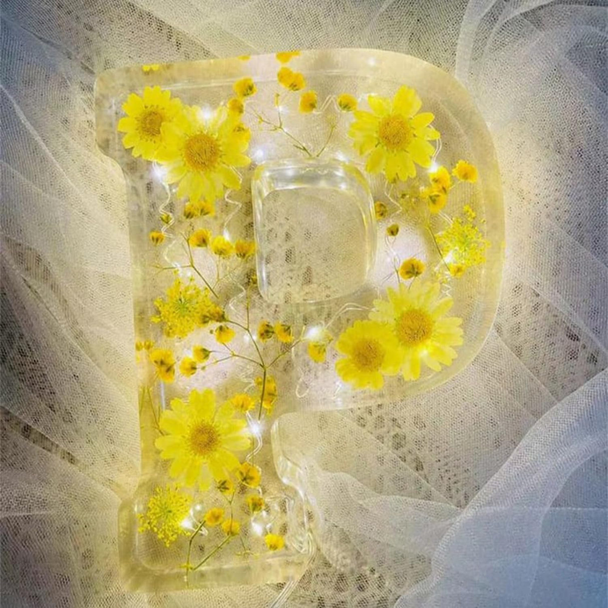 Brev Harpiks Lampa med Torkade Blommor Carvallo