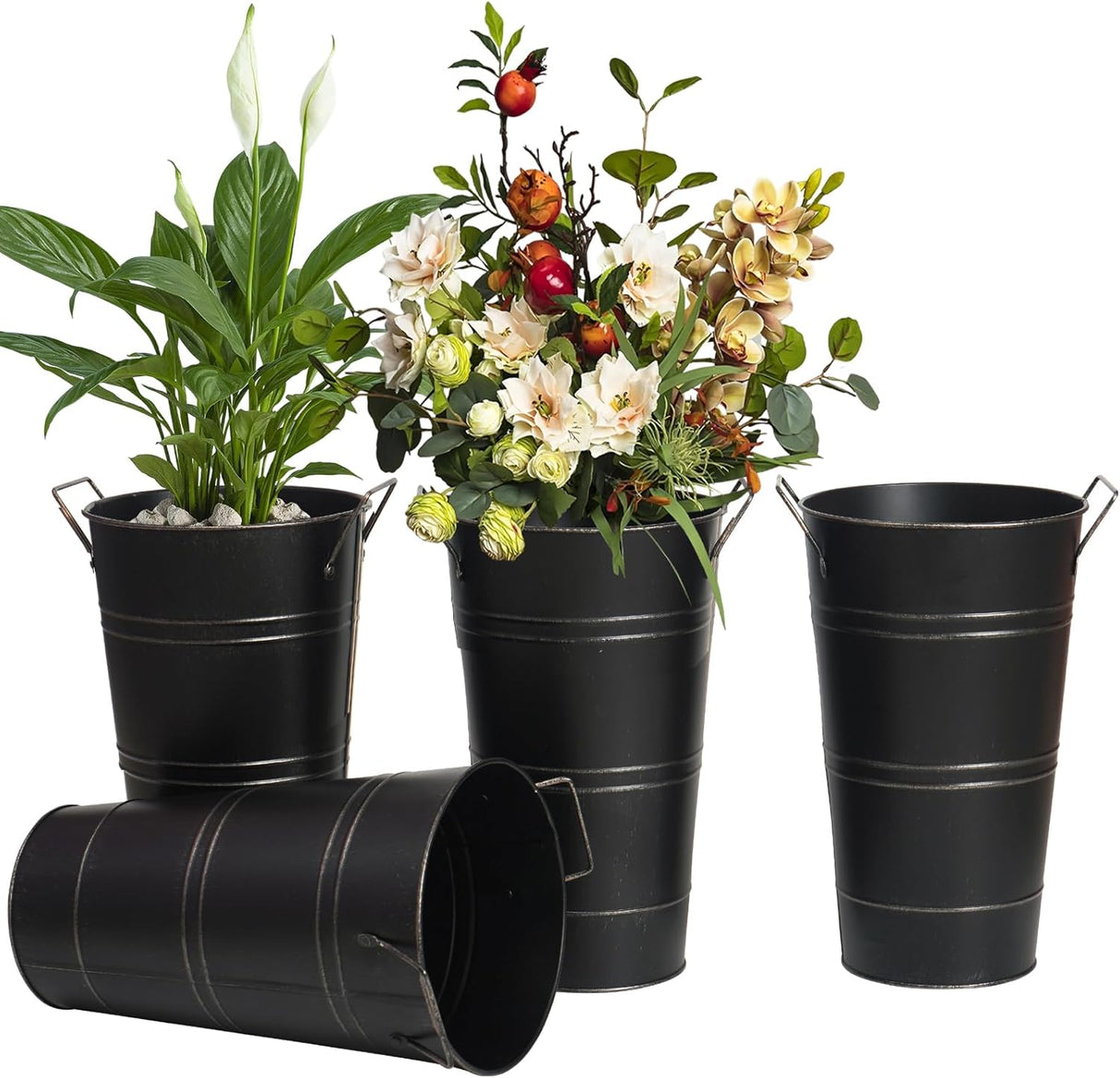 Retro Eisen-Blomkruka med handtag – Dekorativ metallblomkruka för hemmet Carvallo