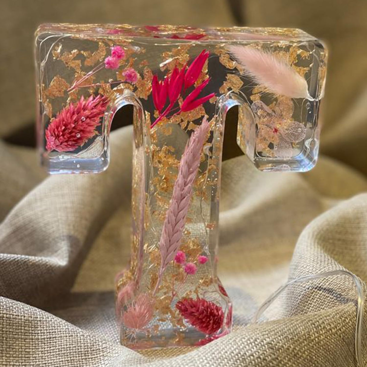 Brev Harpiks Lampa med Torkade Blommor Carvallo