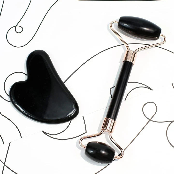 Instant Glow Gua Sha & Jade Roller Set | För strålande hud och naturlig avslappning Carvallo