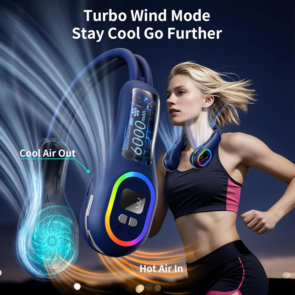 Handsfree-halsfläkt - 360° justerbar bladlös kylning MILA Sverige