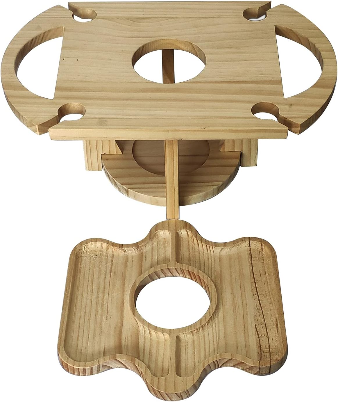 Carvallo-in-1 Utomhusbord Frulino DuoTray | Fällbar fruktskål & vinglasstativ | Av trä | Bärbar & Elegant | För picknick & trädgård Carvallo