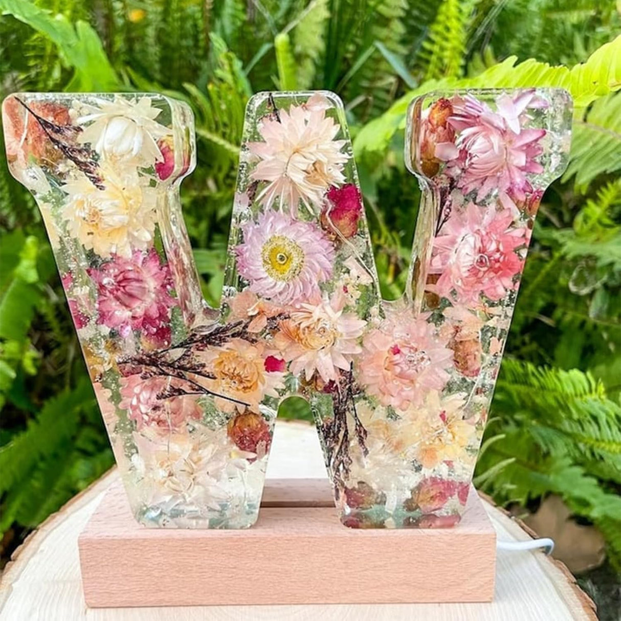 Brev Harpiks Lampa med Torkade Blommor Carvallo