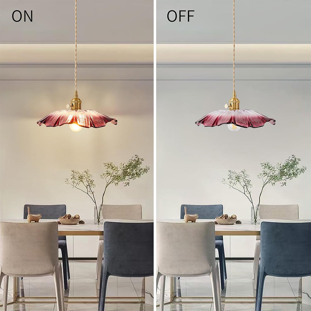 Vintage Floral Glass Pendant Light Fixture for Dining Room - Elegant Retro Design to Illuminate Your Space Carvallo