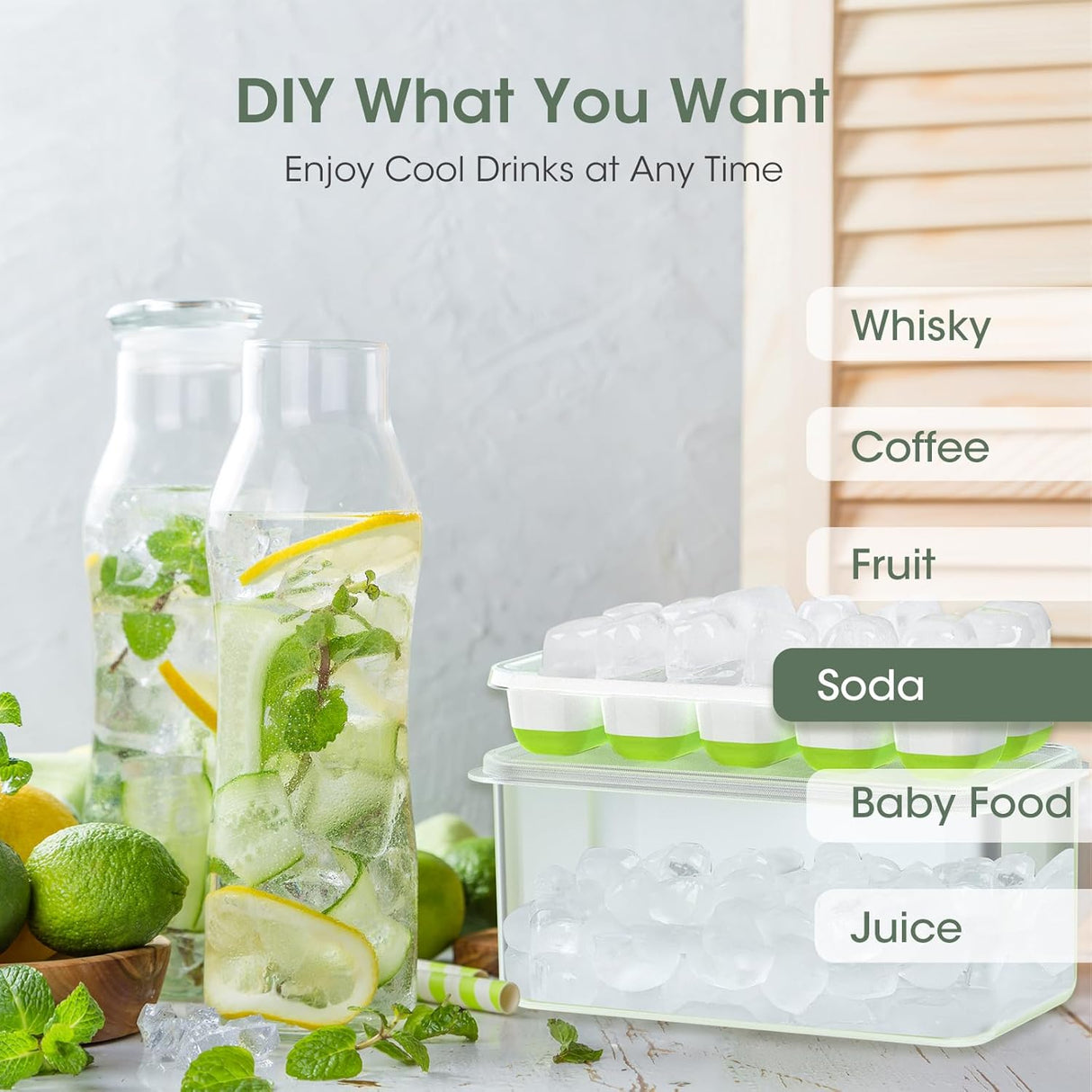 Carvallo Isbit formar Silikon 4-pack | Stapelbar med förvaringslåda | Flexibel & Platsbesparande | För cocktails & drycker Carvallo