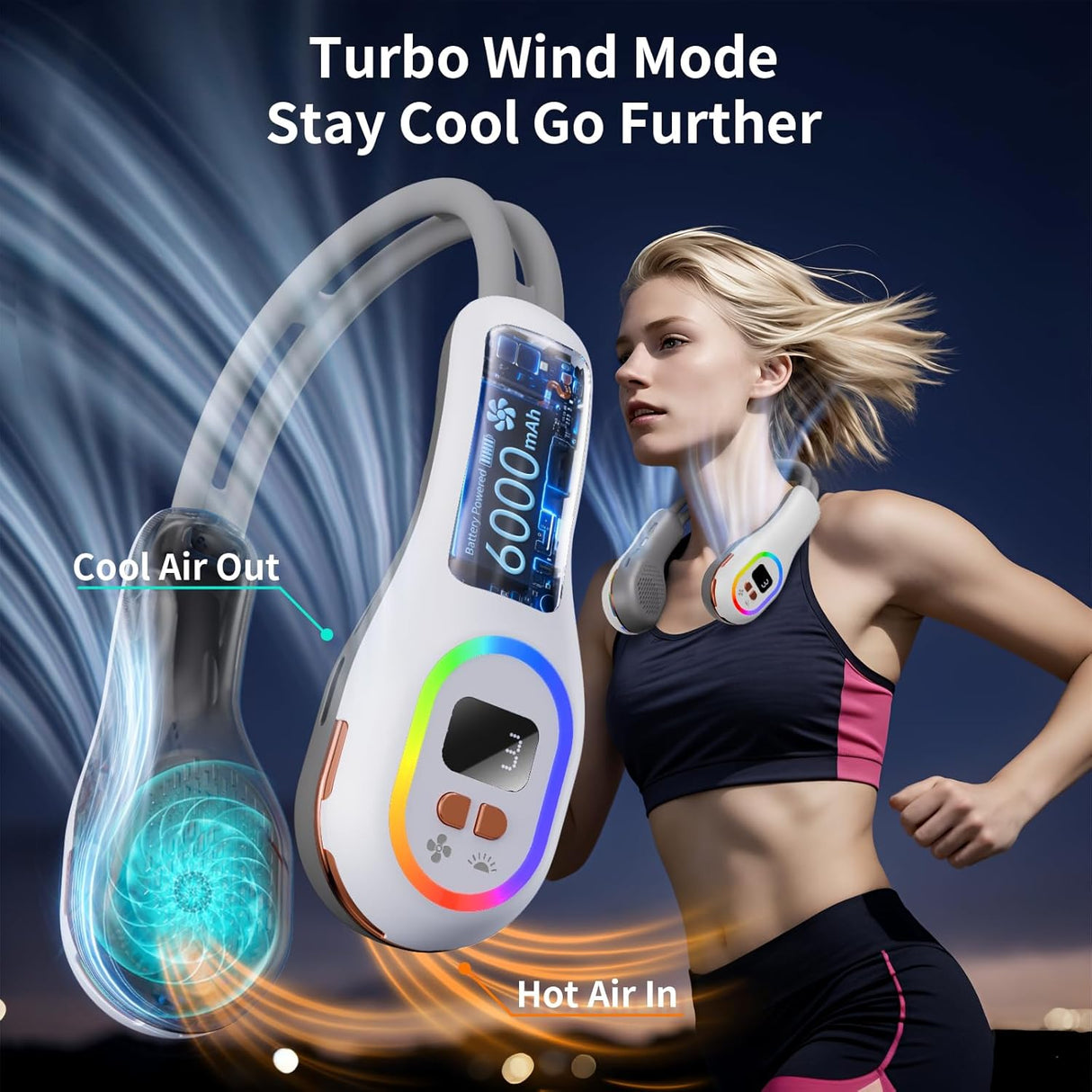 Handsfree-halsfläkt - 360° justerbar bladlös kylning MILA Sverige