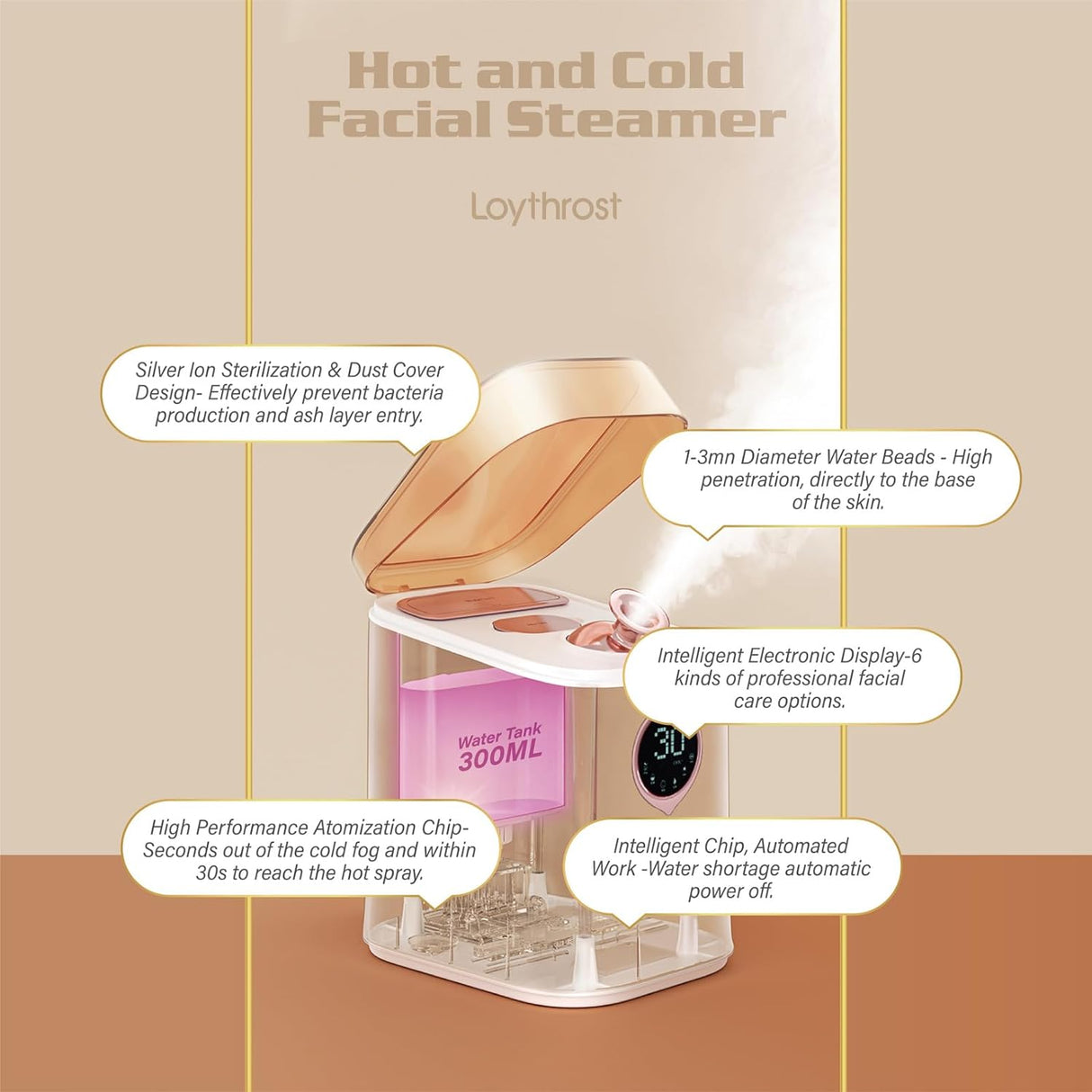 Professionell 6-i-1 Ionic Ansiktsångare för Djup Hudrengöring Carvallo