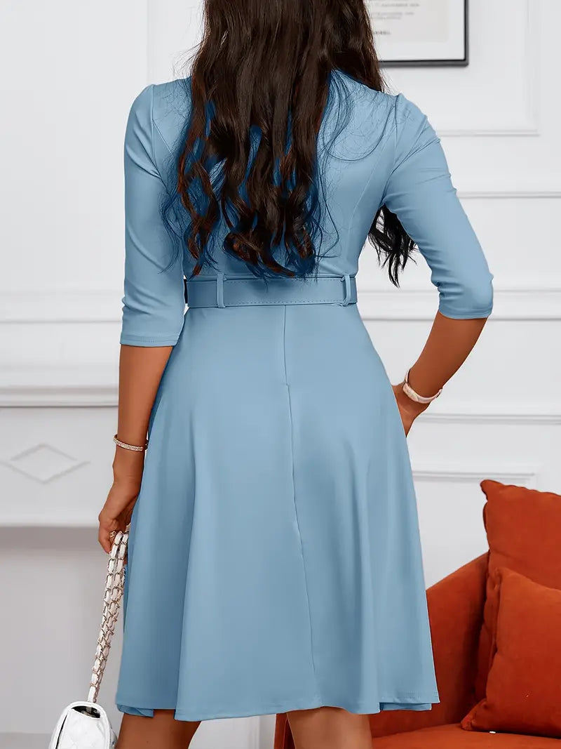 Damklänning Cirkulär Halsringning Polyester för Vardag och Fest Hemnix