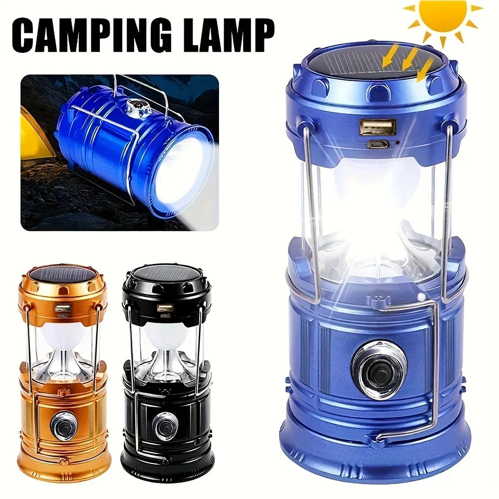 Solarlampa för camping med USB-laddning – Bärbar LED-lampa för utomhusaktiviteter och nödsituationer Carvallo