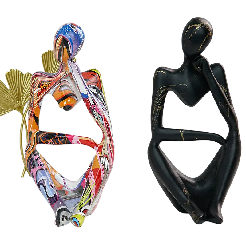 Tänkerstatyett - Färgglad graffiti, handgjord konstskulptur MILA Sverige