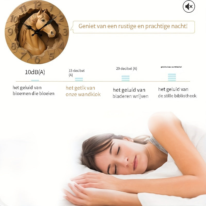 EquineElegance - Träskulpterad Tyst V Väggklocka Carvallo