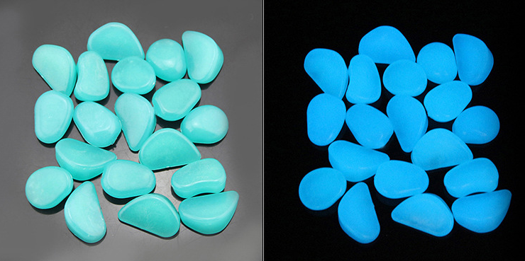 Lysande stenar för trädgård & dekoration – Fosforescerande småstenar i olika färger Carvallo