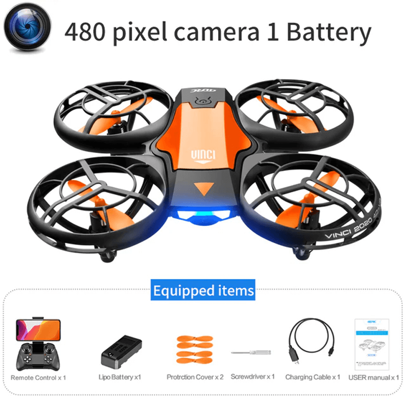 Mini RC Drönare – 480P Kamera WiFi FPV, Höjdhållning och Vikbar Design-Radiostyrt-BB-Orange-Med 480P Kamera-1st Batteri-Hemnix