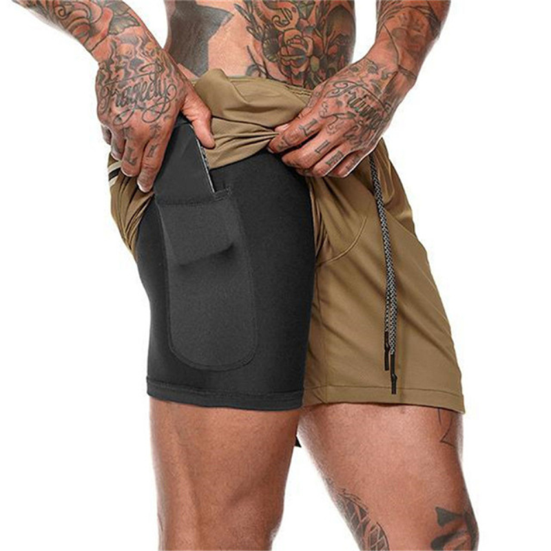 Strandshorts med dubbla lager för män-Hemnix-Brun-M-Hemnix