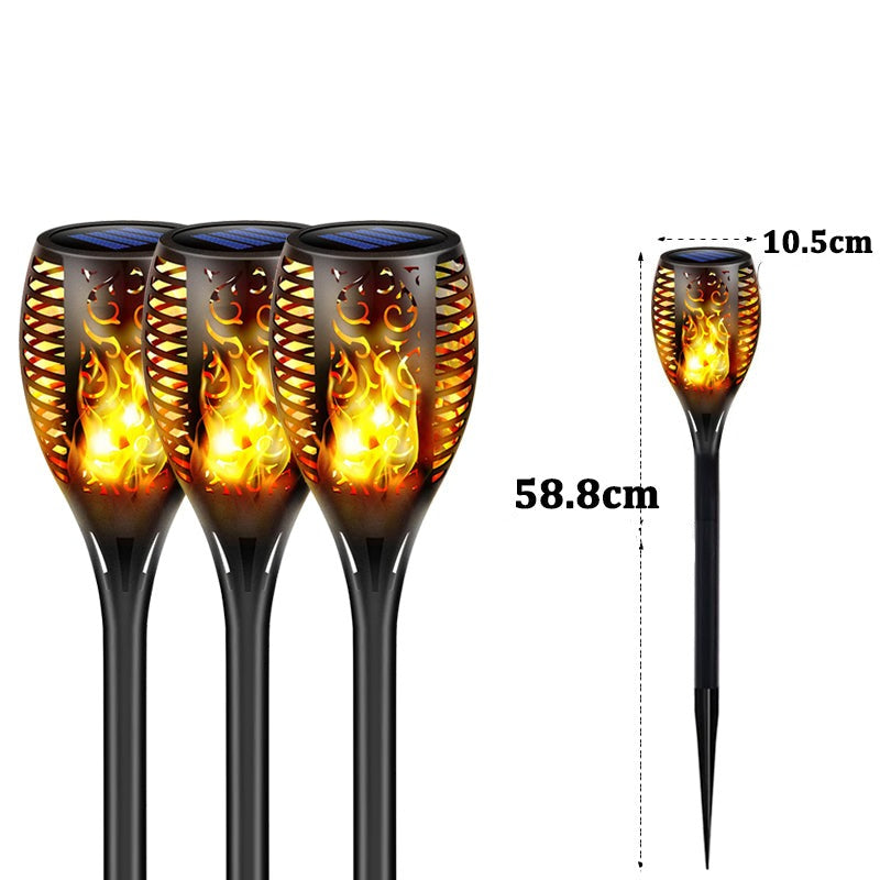 Solcellsdriven LED Lykta för Utomhusbruk | IP65 Vattentät Trädgårdsfackla med Flammeffekt – Energisnål & Automatisk Tändning-Kök-BB-3 Pack-10.5 x 58.8cm-Hemnix