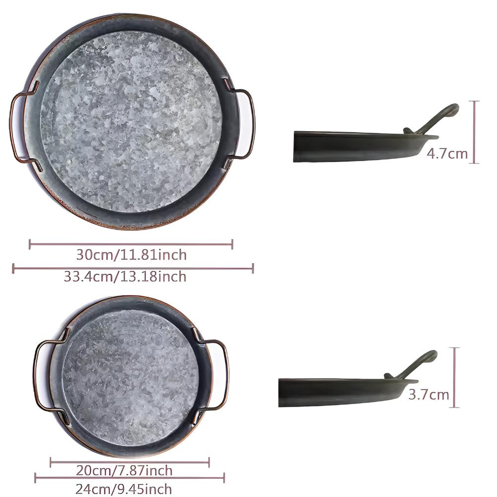 Retro Rund Metall Middagsserveringsbrickor Carvallo