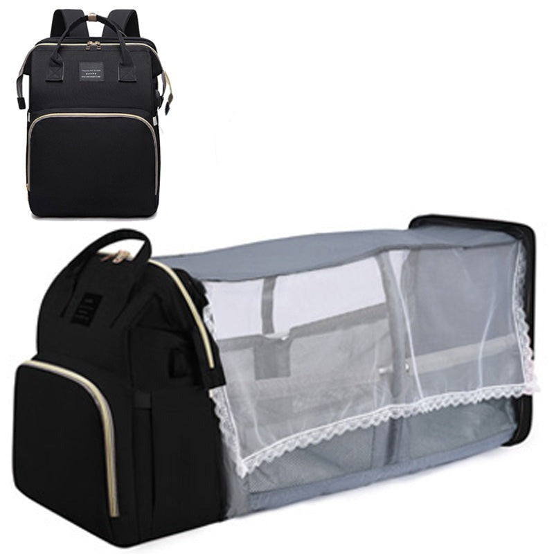 2-i-1 Skötväska med Resesäng-Barn-BB-Svart-Hemnix