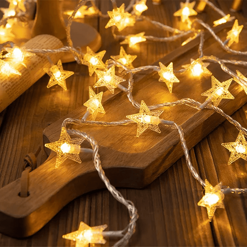 1,5-3m Jultema LED-strängljus, Ljusslinga för Julen - Snöflingor, Renar, Stjärna, Julgran-Jul-BB-Stjärna-1.5M/10LED-Hemnix