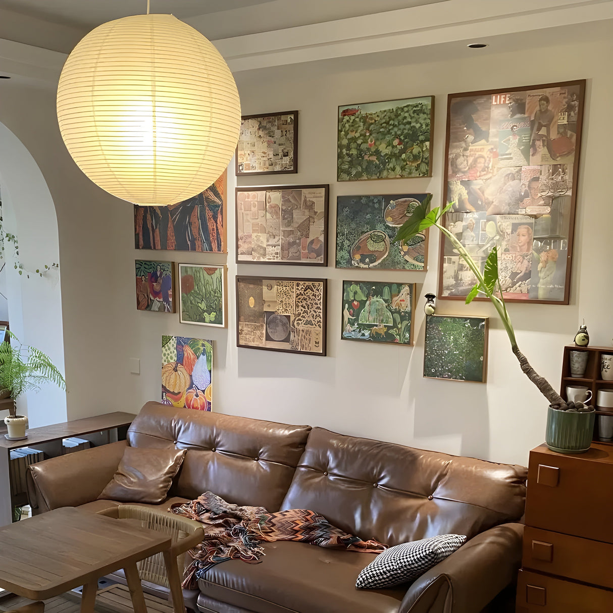 Hängelampa av rispapper – Dekorativ japansk stil för vardagsrum Carvallo