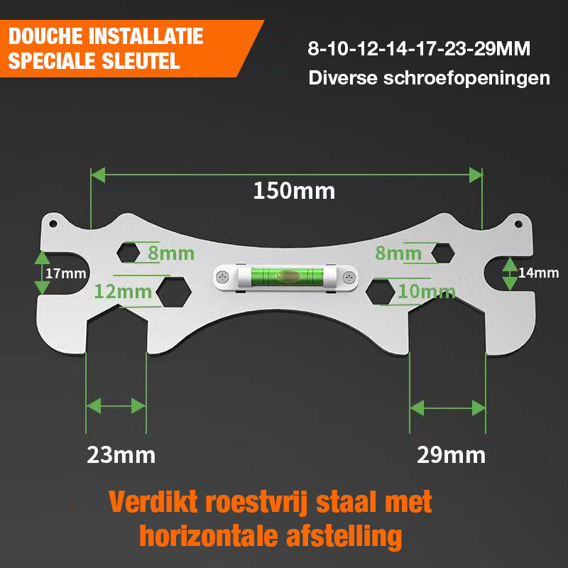 ProGrip 8-i-1 duschventilnyckel – universellt vinkelstoppverktyg med inbyggt vattenpass MILA Sverige