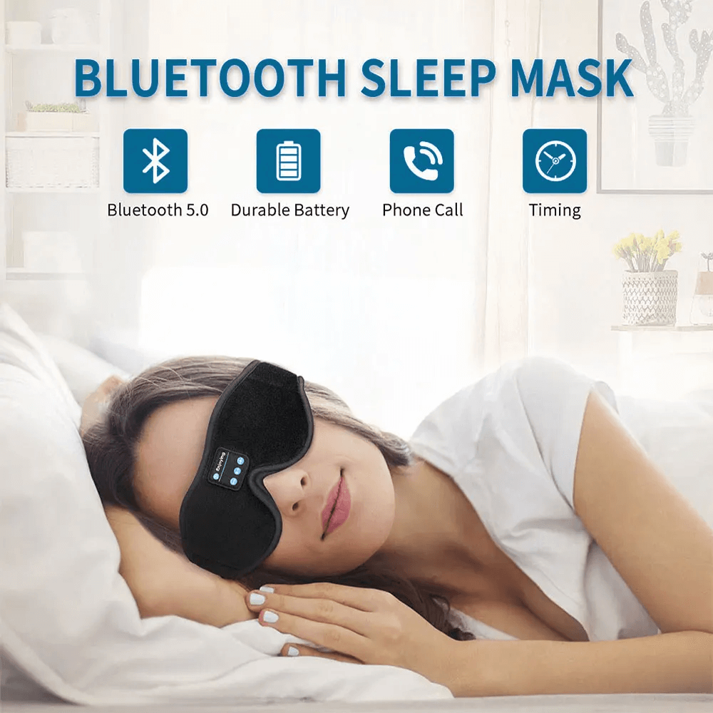 Snoozeit.™ - Bluetooth Sovmask med HD-högtalare - 3D Sovhörlurar med Autoavstängning | Trådlös Bluetooth 5.0-Personligt-BB-Hemnix