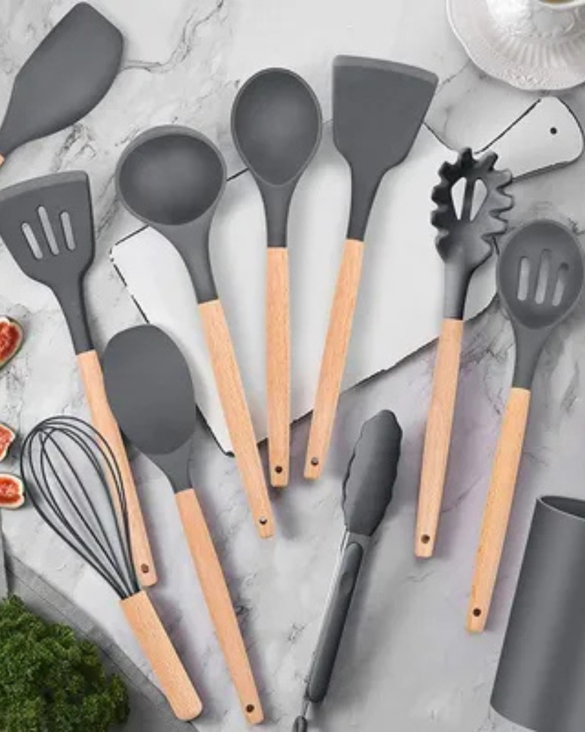 Carvallo – Miljövänligt Silikon Kökset med Bambu Handtag (12-delar) Carvallo