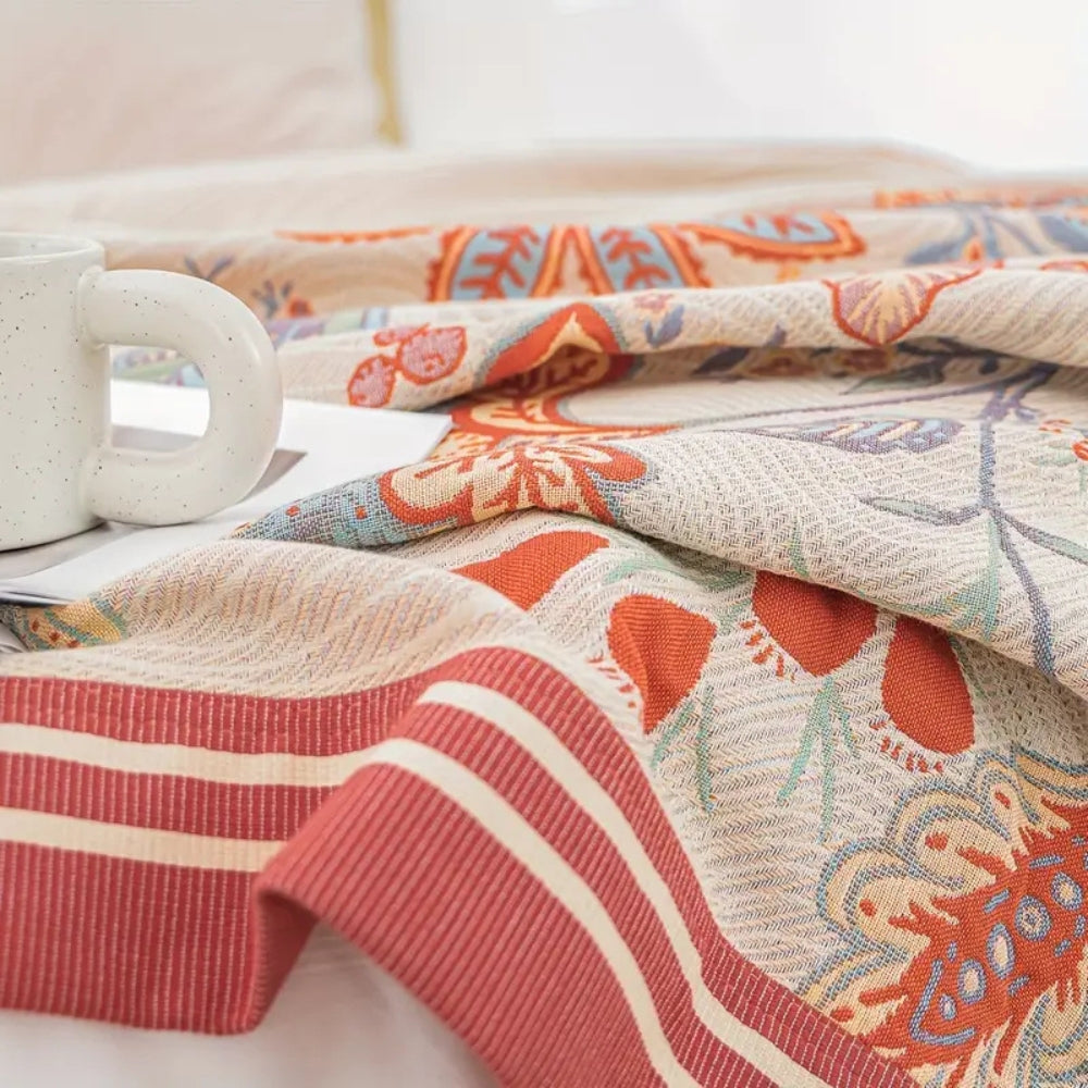 Vineyard Blossom Reversible Cotton Blanket Carvallo