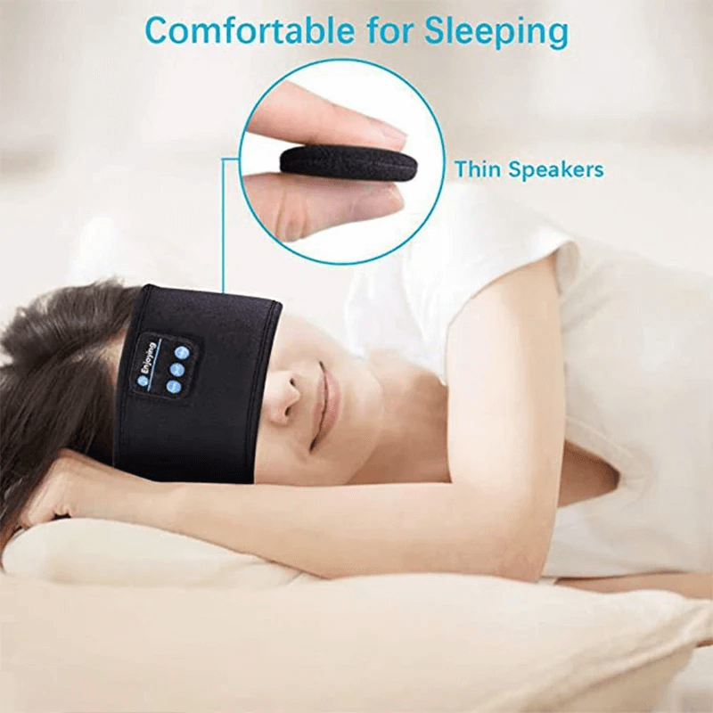 Trådlöst Bluetooth Sovpannband & Ögonmask - Elastiska, Bekväma Hörlurar med Avtagbara Högtalare för Sömn & Träning-Personligt-BB-Hemnix