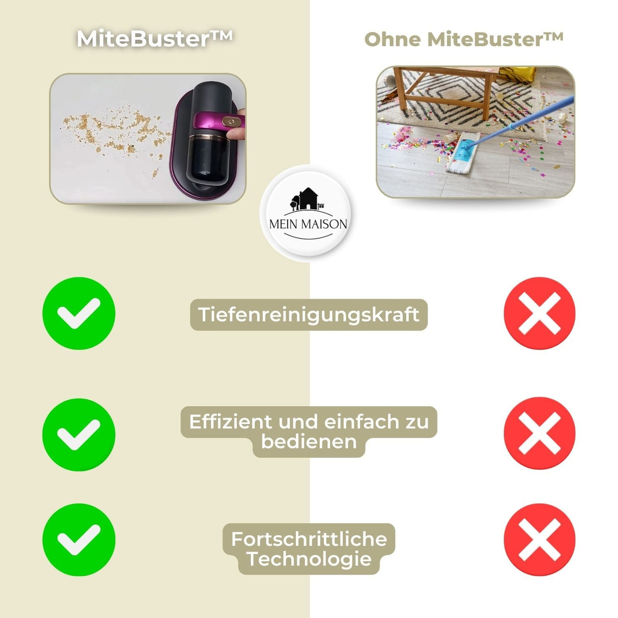 Carvallo - Dammsugare för avlägsnande av hushållsmidd Carvallo