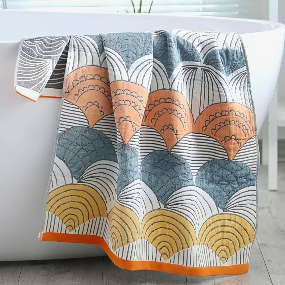 Shell Print Jacquard Bomull Handduk Carvallo