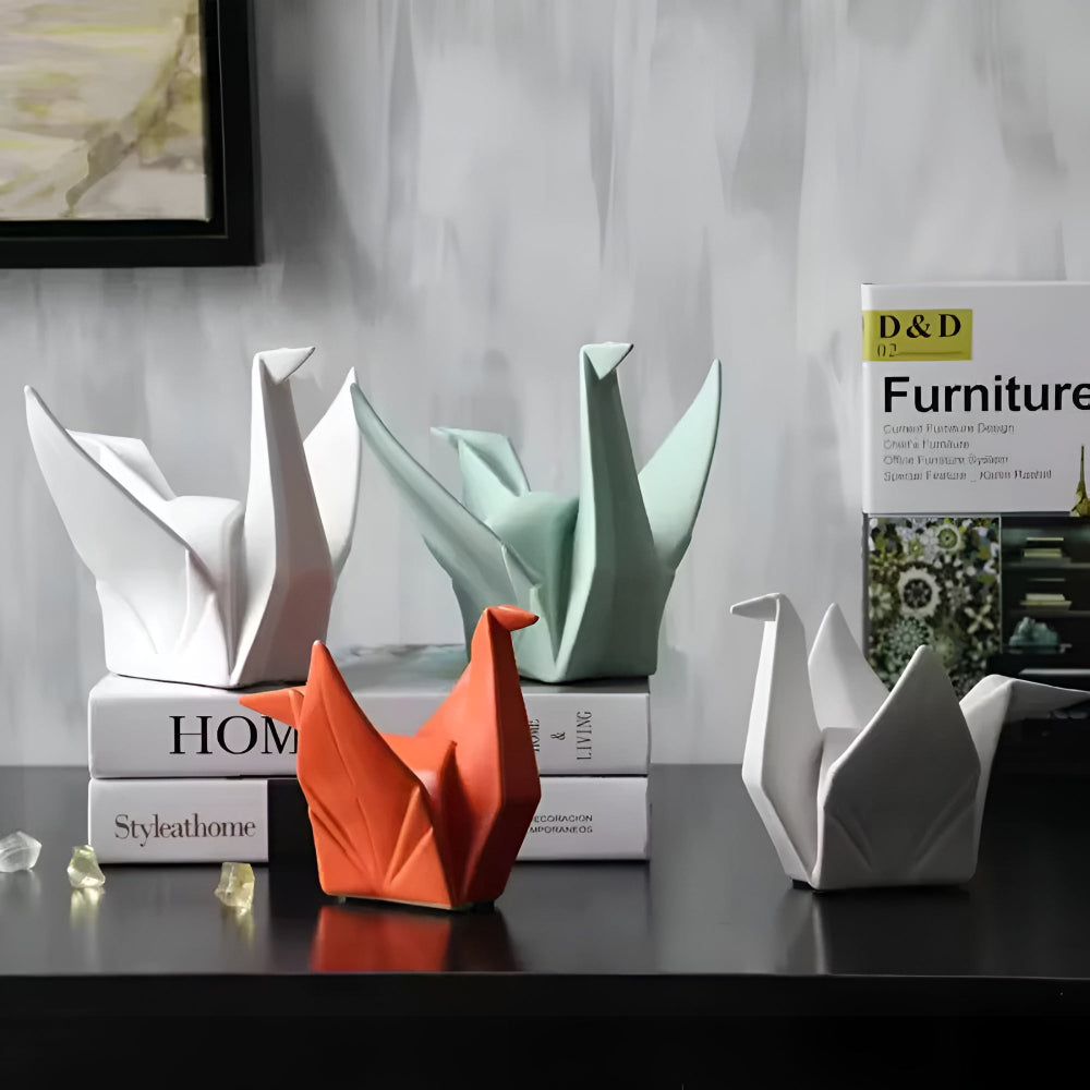 Modern origami fågelstaty – elegant keramisk konstdekor MILA Sverige