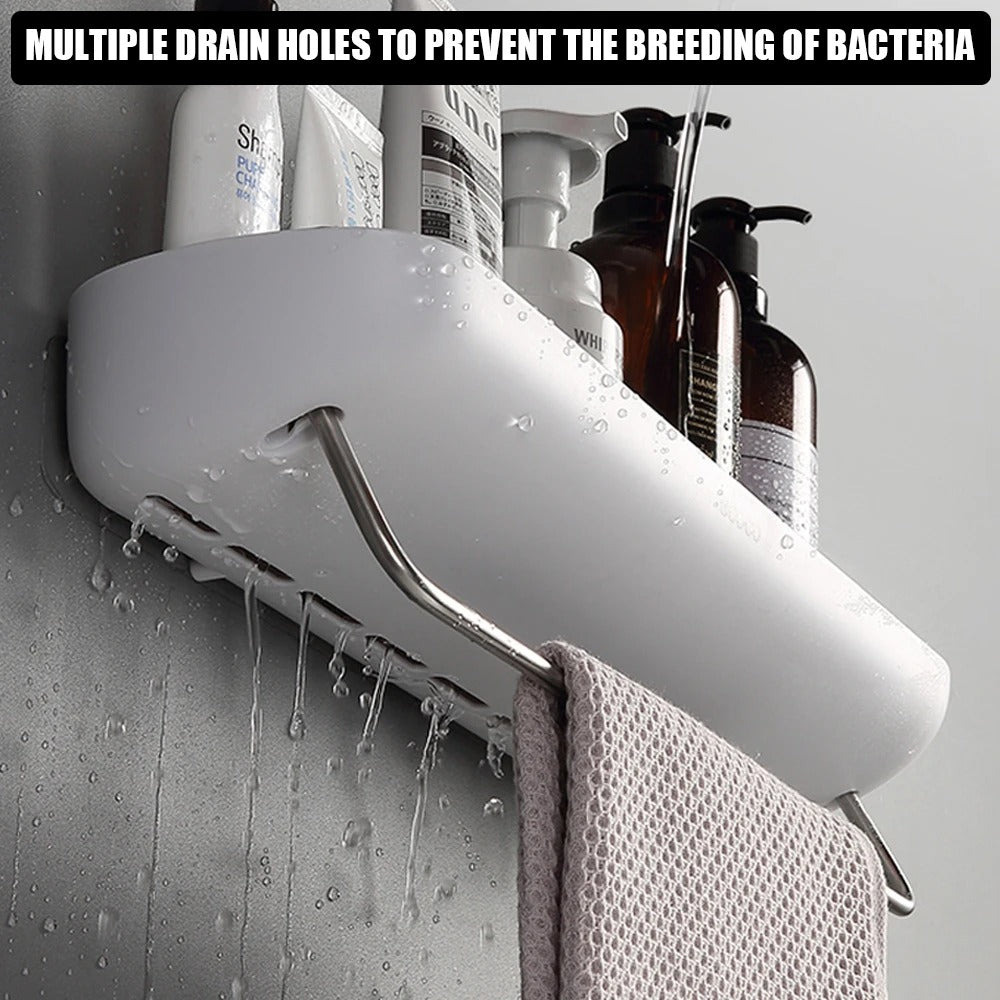 Väggmonterad schampo förvaringshylla – Ingen borrning badrumshylla med handdukshängare & duschorganisatör Carvallo